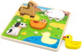 VIGA DŘEVO Vkládačka Zvířátka farma puzzle vkládací na desce 5 dílků