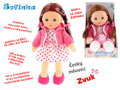 Panenka Sofinka hnědé vlásky 31cm měkké tělo na baterie mluví česky CZ Zvuk