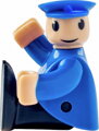 WOODY Mašinka elektrická zelená na baterie set s panáčkem doplněk k vláčkodráze