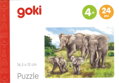 GOKI Dřevěné puzzle Africká zvířata: Sloni 24 dílků