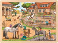 GOKI Dřevěné puzzle Jezdecká stáj 96 dílků