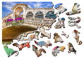 WOODEN CITY Dřevěné puzzle Koťata v Benátkách 2v1, 75 dílků EKO