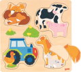 GOKI Dřevěné vkládací puzzle Hospodářská zvířata