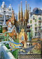 EDUCA Miniaturní puzzle Koláž z díla A.Gaudí 1000 dílků