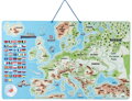 WOODY Magnetická mapa Evropy s obrázky a společenská hra, 3v1 v angličtině