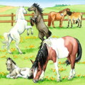 RAVENSBURGER Puzzle Den u koní 3x49 dílků