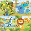 EDUCA Puzzle Divoká zvířata 4v1 (12,16,20,25 dílků)