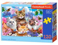 CASTORLAND Puzzle Koťátka s květinami 120 dílků
