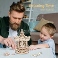 ROBOTIME Rokr 3D dřevěné puzzle Romantický kolotoč (hrací skříňka) 336 dílků