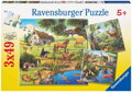 RAVENSBURGER Puzzle Zvířata v lese, ZOO a na statku 3x49 dílků