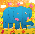 Dřevěné puzzle Slon 9 dílků