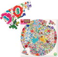 EEBOO Kulaté puzzle Modrý a žlutý ptáček 500 dílků