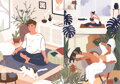 TREFL Puzzle UFT Yoga, Cats & Coffee: Klid v duši 1000 dílků