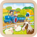 GOKI Dřevěné puzzle Farma 9 dílků