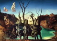 RAVENSBURGER Puzzle Art Collection: Labutě odrážející se ve vodě jako sloni 1000 dílků