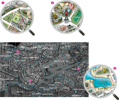 HEYE Puzzle Map Art: Město popu 2000 dílků