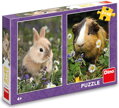 DINO Puzzle Králíček a morče 2x48 dílků