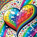 YAZZ Čtvercové puzzle Mozaikové srdce 1023 dílků