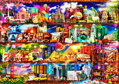 WOODEN CITY Dřevěné puzzle Police na knihy o cestování 505 dílků