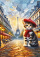 ART PUZZLE Puzzle Kočičí umělec v Paříži 260 dílků