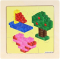 Dřevěné puzzle Stavebnice III 9 dílků