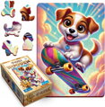WOODEN CITY Dřevěné puzzle Pejsek na skateboardu 40 dílků