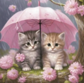 NORIMPEX Diamantové malování Koťátka pod deštníkem 30x40cm