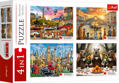 TREFL Puzzle Malovaná města a Kapybary 4x1000 dílků