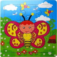 Dřevěné puzzle Zvířátka: Motýl 9 dílků