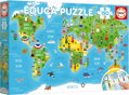 EDUCA Puzzle Mapa světa s dívkami 150 dílků
