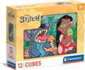 CLEMENTONI Obrázkové kostky Stitch, 12 kostek
