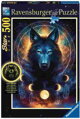 RAVENSBURGER Svítící puzzle Lunární vlk 500 dílků
