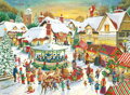 RAVENSBURGER Puzzle Vánoční trh a Štědrovečerní večeře se Santou 2x500 dílků