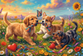 TREFL Puzzle Flamingo: Hravá štěňátka 400 dílků