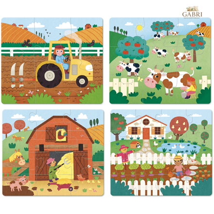 Vilac Dřevěné puzzle Farma 4 v 1