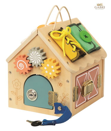 2Kids Toys Activity board Domeček přírodní malý