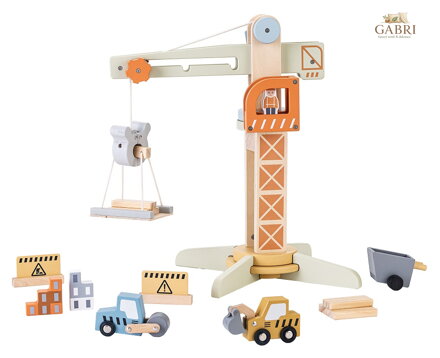 2Kids Toys Dřevěný jeřáb s příslušenstvím
