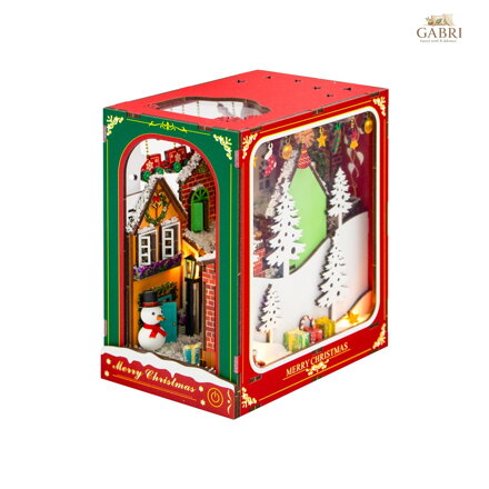2Kids Toys 3D skládačka Zarážka na knihy Miniatura domečku Bílé Vánoce