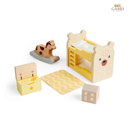 Bigjigs Toys Dřevěný nábytek do domečku pro panenky Dětský pokoj