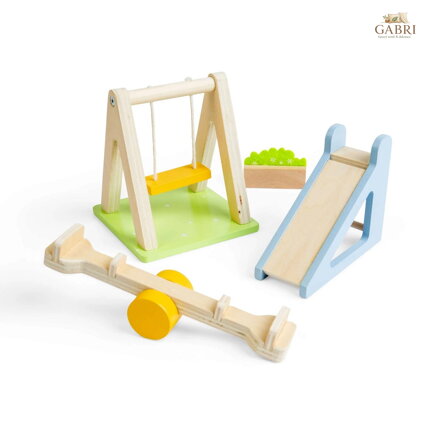 Bigjigs Toys Dřevěný nábytek do domečku pro panenky Venkovní hřiště