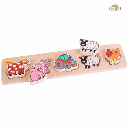 Bigjigs Baby Dřevěné vkládací puzzle farma