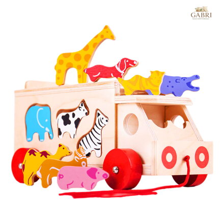 Bigjigs Toys Dřevěné auto se zvířátky - poškozený obal