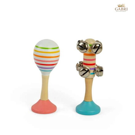 Bigjigs Toys Sada Rumba koule růžová a rolničky modré