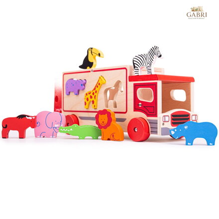 Bigjigs Toys Dřevěné auto se zvířátky safari