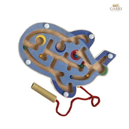 Bigjigs Toys Dřevěný magnetický labyrint Modré letadlo