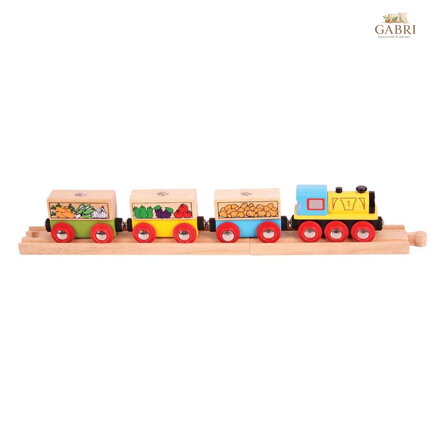 Bigjigs Rail Nákladní vlak se zeleninou + 3 koleje