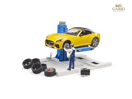 Bruder Autoservis s roadsterem a mechanikem