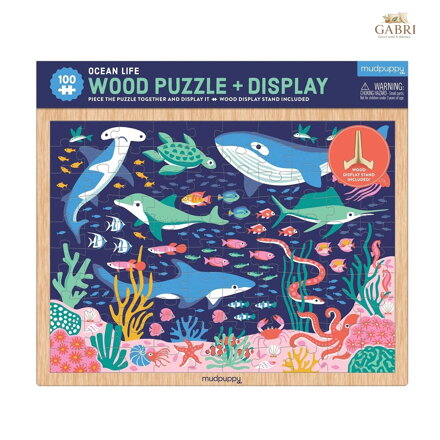 Mudpuppy Dřevěné puzzle Život v oceánu + stojan 100 dílků