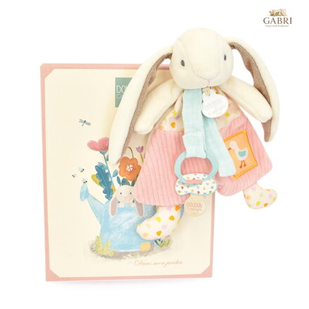 Doudou Dárková sada Hračka s úchytem na dudlík Králíček Ciboulette 19 cm