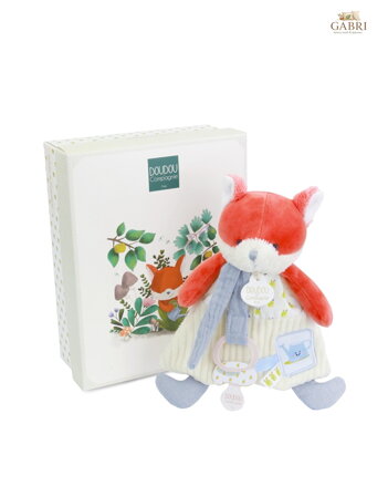 Doudou Dárková sada Plyšová liška Romarin s úchytem na dudlík 19 cm